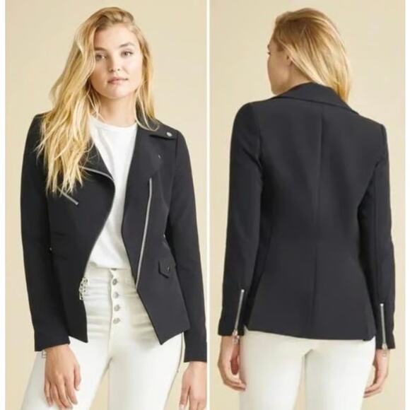 Veronica Beard Hadley Scuba Moto Jacket Navy - Picture 11 of 16